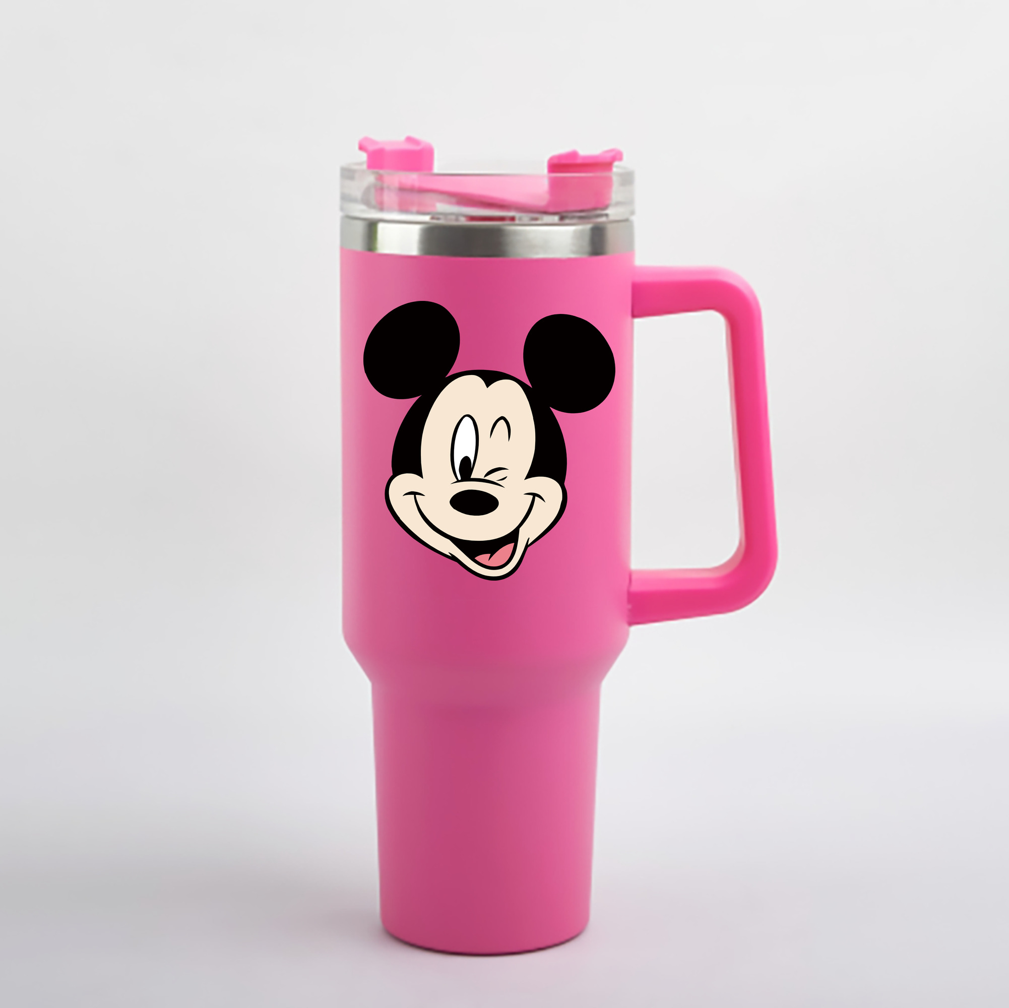 （画像用） ミッキーマウス Mickey Mouse 1200mL車用タンブラー - クリスタルステッカー（プラスチックストロー付き）
